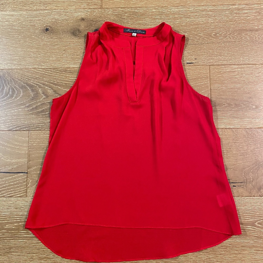 Size S Red short-sleeve Rose & Olive top
